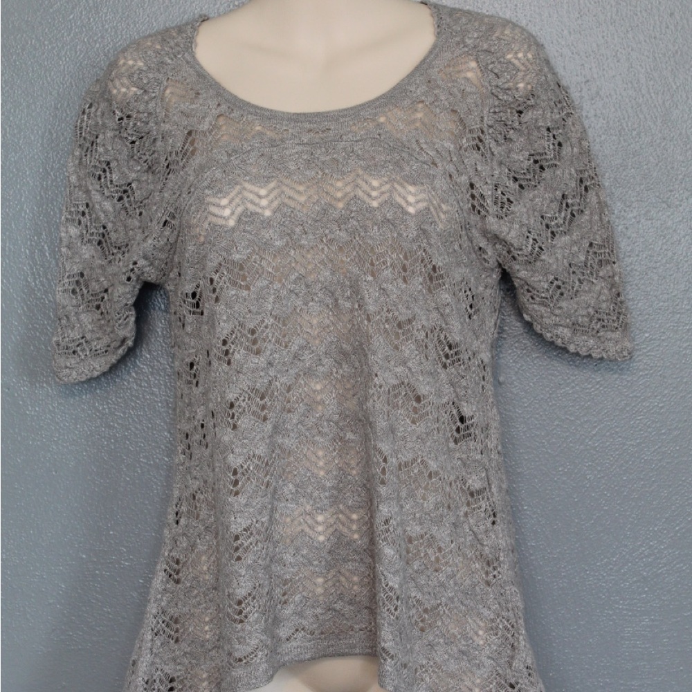 Knitted & Knotted Anthropologie Sheer Short Sleeve Sweater XS